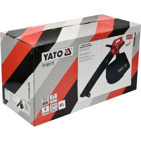 Акумулаторен листосъбирач YATO 2 × 18 V с торба 45 L без батерии