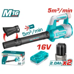 Акумулаторен издухвател TOTAL INDUSTRIAL 16 V с 2 батерии по 2 Ah