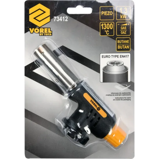 Газова горелка VOREL 73412 с пиезо и връзка TWIST