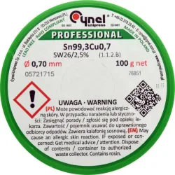 Припой с флюс SN99.3CU0.7 CYNEL 100 g Ø 0.7 mm