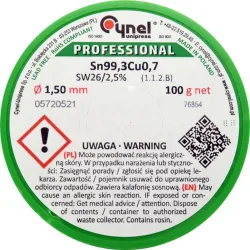 Припой с флюс SN99.3CU0.7 CYNEL 100 g Ø 1.5 mm