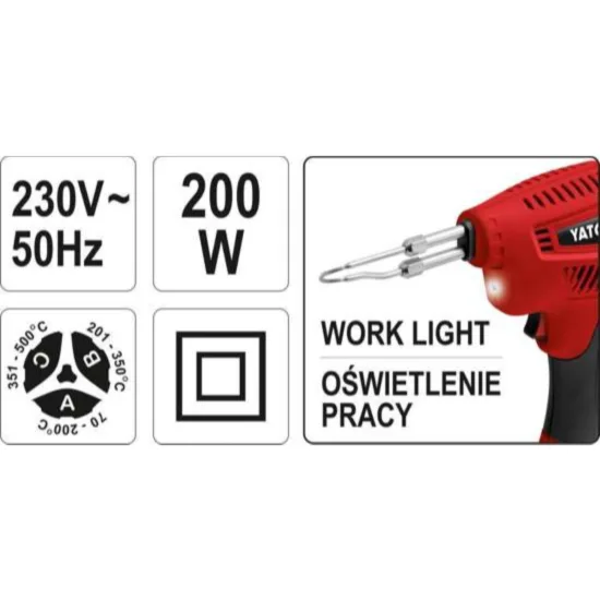 Индукционен поялник пистолет YATO куфар 200 W 70 - 500°C