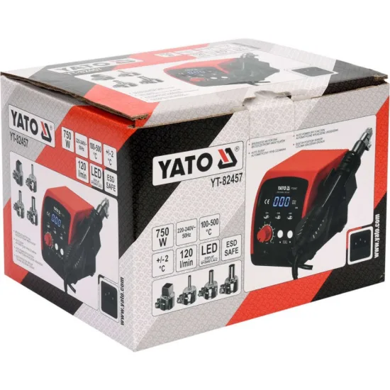 Станция за горещ въздух YATO ESD LED 750 W 500°C