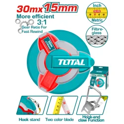 Ролетка геодезическа TOTAL INDUSTRIAL 30 m 15 mm