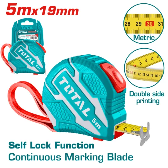Ролетка метрична TOTAL Self Lock ABS 5 m 19 mm