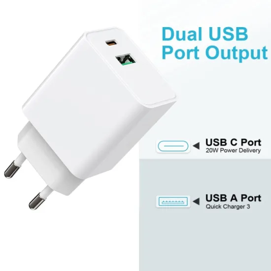Мрежов адаптер за зареждане 20W с USB-A и USB-C