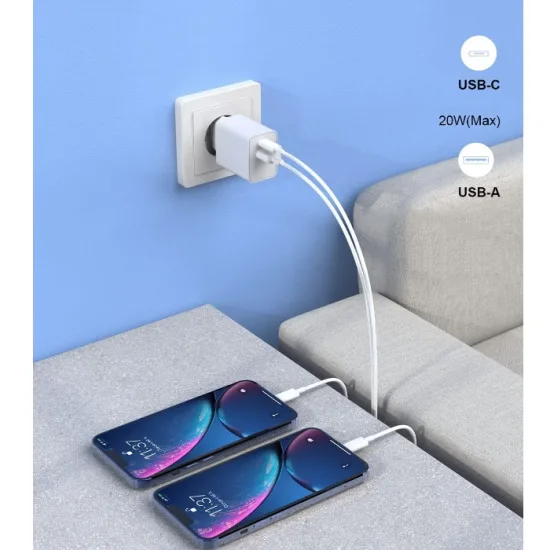 Мрежов адаптер за зареждане 20W с USB-A и USB-C