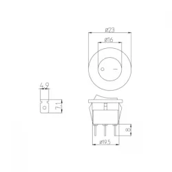 Трипозиционен превключвател 125V/250V 19.5x23 mm