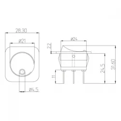 Двупозиционен полиамиден превключвател 12V 31.6x24 mm