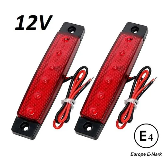 Страничен LED габарит 12 V, червен – 6 диода Страничен LED габарит 12 V, червен – 6 диода