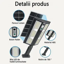 Соларна LED лампа с 210 диода, PIR сензор за движение и IP65 защита