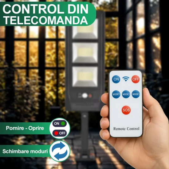 Соларна LED лампа с 180 SMD диода, PIR сензор за движение и IP65 защита