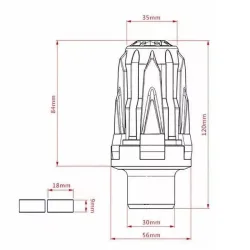Удължена черна краш тапа за мотоциклет 56 x 120 mm